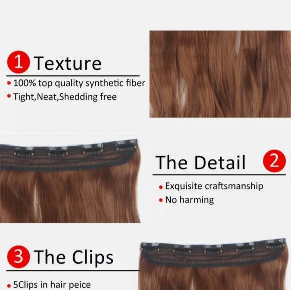 💗 (1) New 23" Black Full Head Clip-In Straight Synthetic Hair Extension - Picture 6 of 7